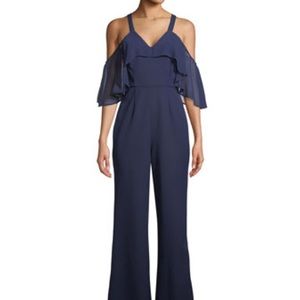 Jay Godfrey Navy Blue Oliver Chiffon Detail Dress Evening Jumpsuit